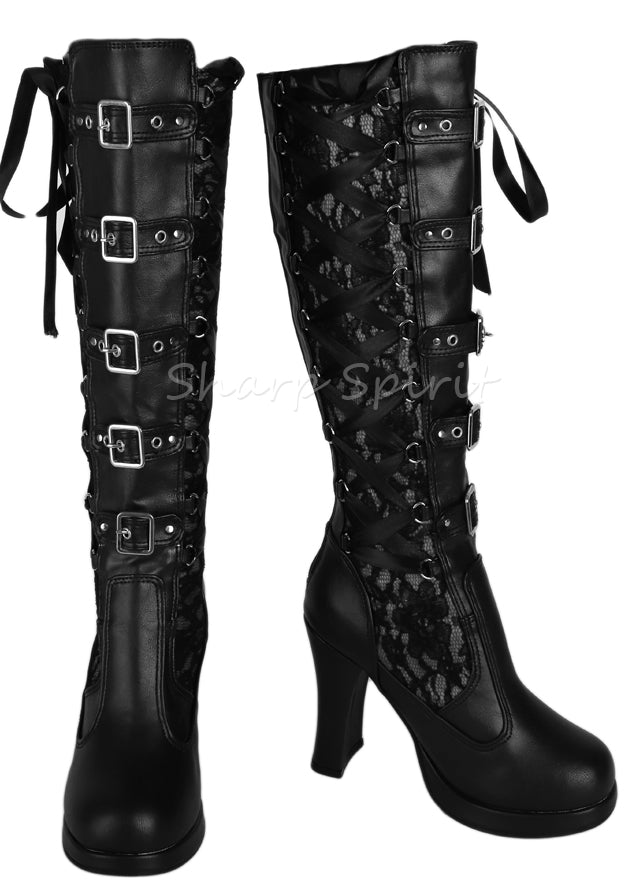 witch lace up boots