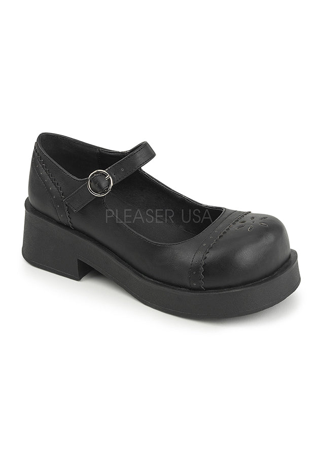 black leather dolly shoes