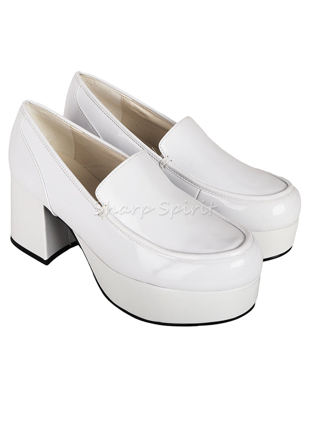 white platform disco shoes