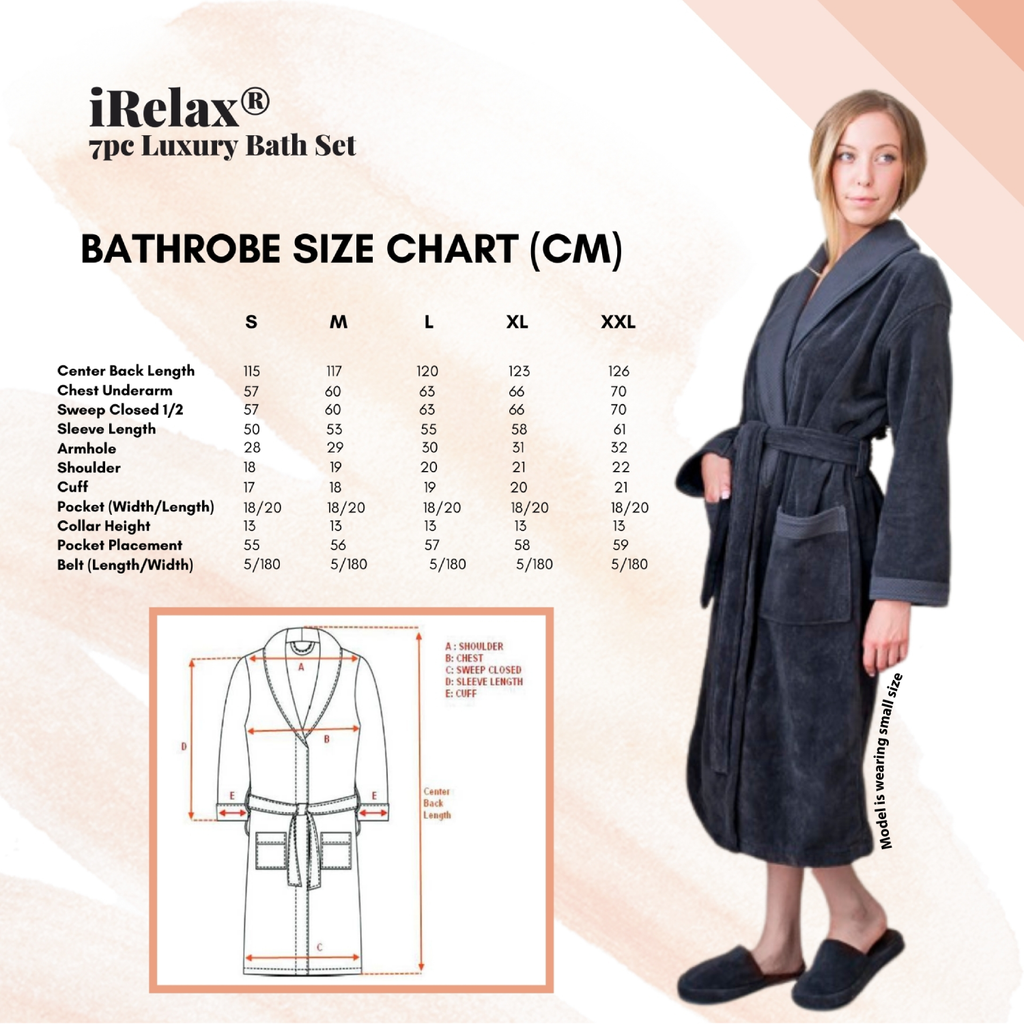 iRelax Bathrobe Size Chart