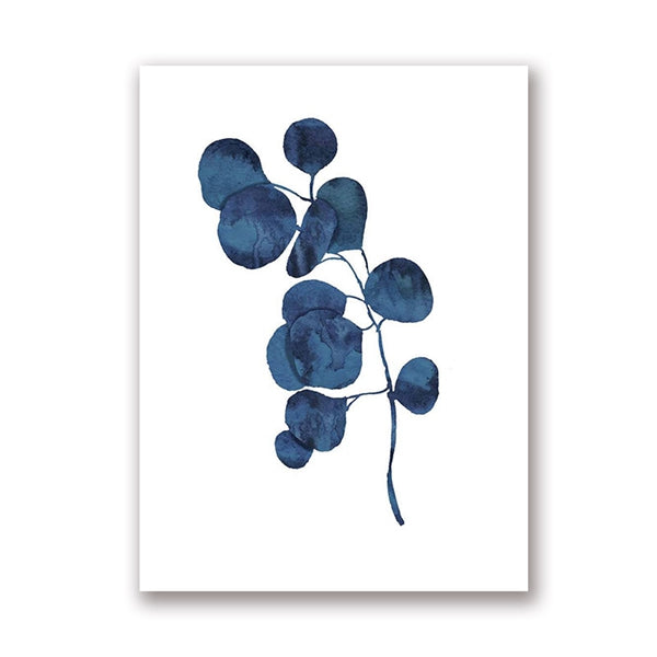 Ink Blue Watercolor Fern Prints