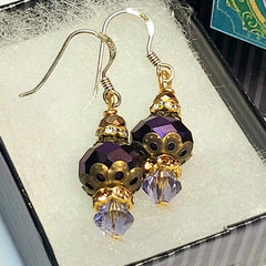 Purple Crystal drop earrings from the Vintage Affair Collection by Lapanda Designs - Parade Handmade