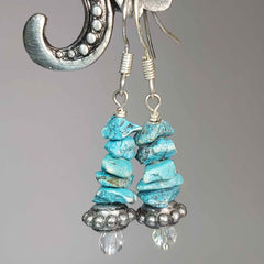Turquoise and Crystal Boho Earrings by Lapanda Designs - Parade Handmade