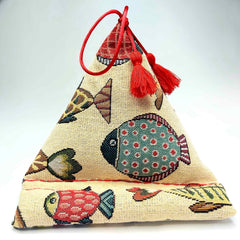 Soft Pyramid Phone Holder with Fish and Red Tassels - Parade Handmade