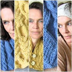 Hand Knitted Aran Neck Warmers in Blue or Mustard by Shoreline - Parade Handmade