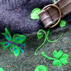A felted green striped wool jumper with cute shamrock needle felted pattern - Parade Handmade