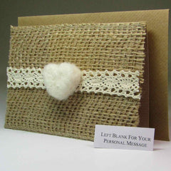 Vintage Style Handmade Card with Felt Heart Hessian and Lace by Rubi - Parade Handmade