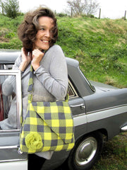 Yellow and Grey Wool Retro Shoulder Bag by Shoreline - Parade Handmade