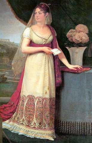 Empress Joséphine wearing Pashmina embroidered gown along with Pashmina Shawl 