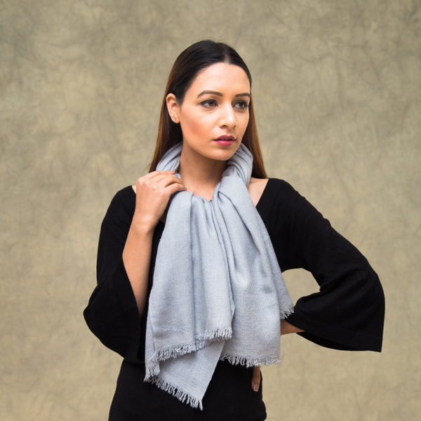 A lady wearing Cashmere Pashmina scarf