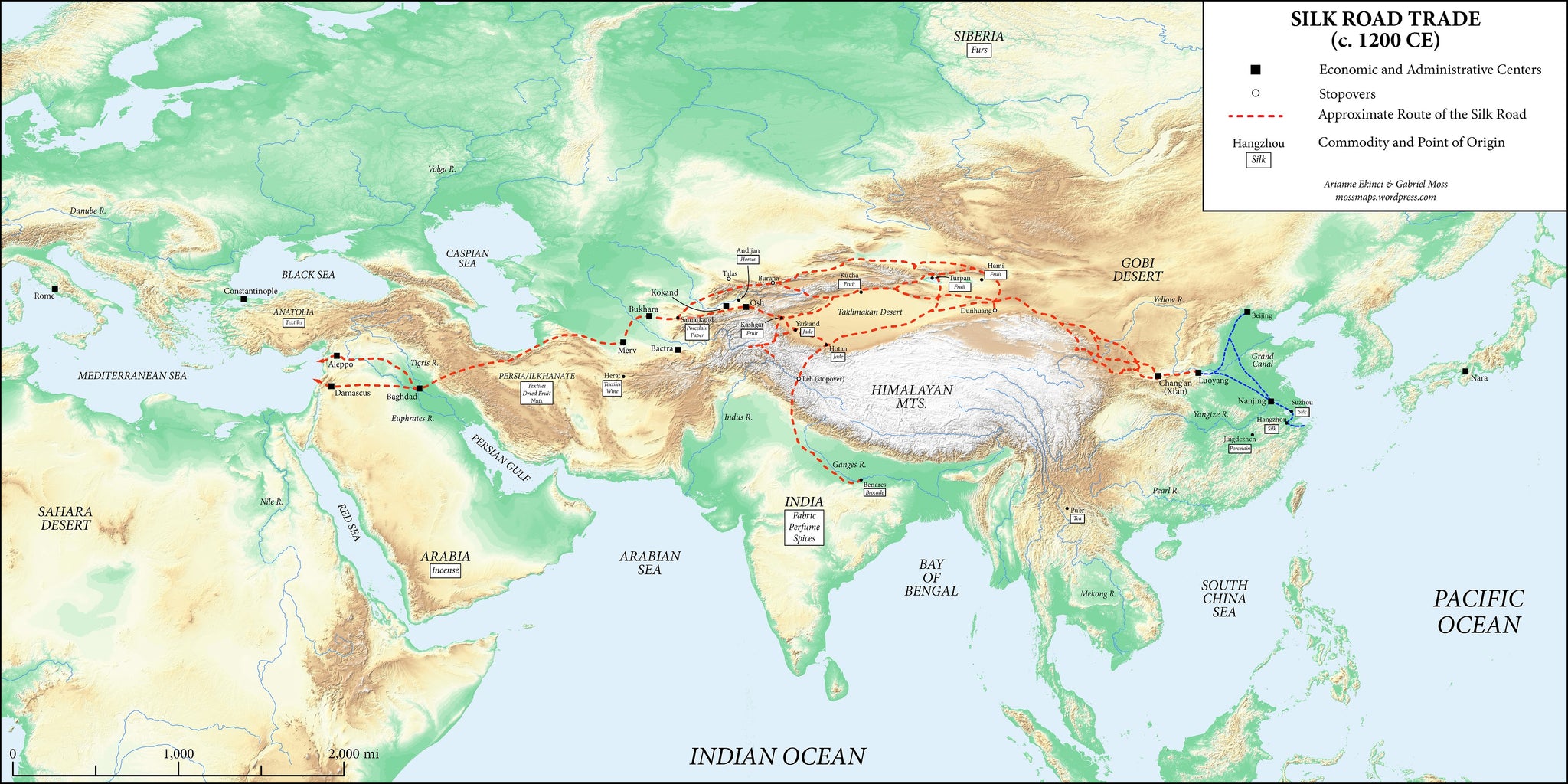 The map of the Silk Route