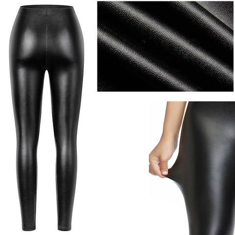 stretch faux leather leggings