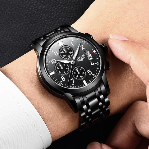 Montre Luxe homme noir metal