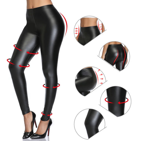 black faux leather leggings