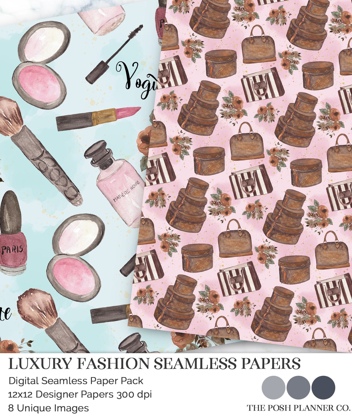 Seamless Digital Paper Pack - Luxury Fashion – The Posh Planner Co.