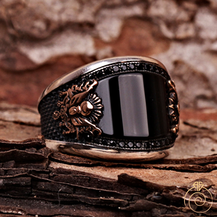 alcohol vogel Nadeel Onyx Black Men Ring Unique Vintage Viking Signet Warrior Imperial Gift –  AGARTA