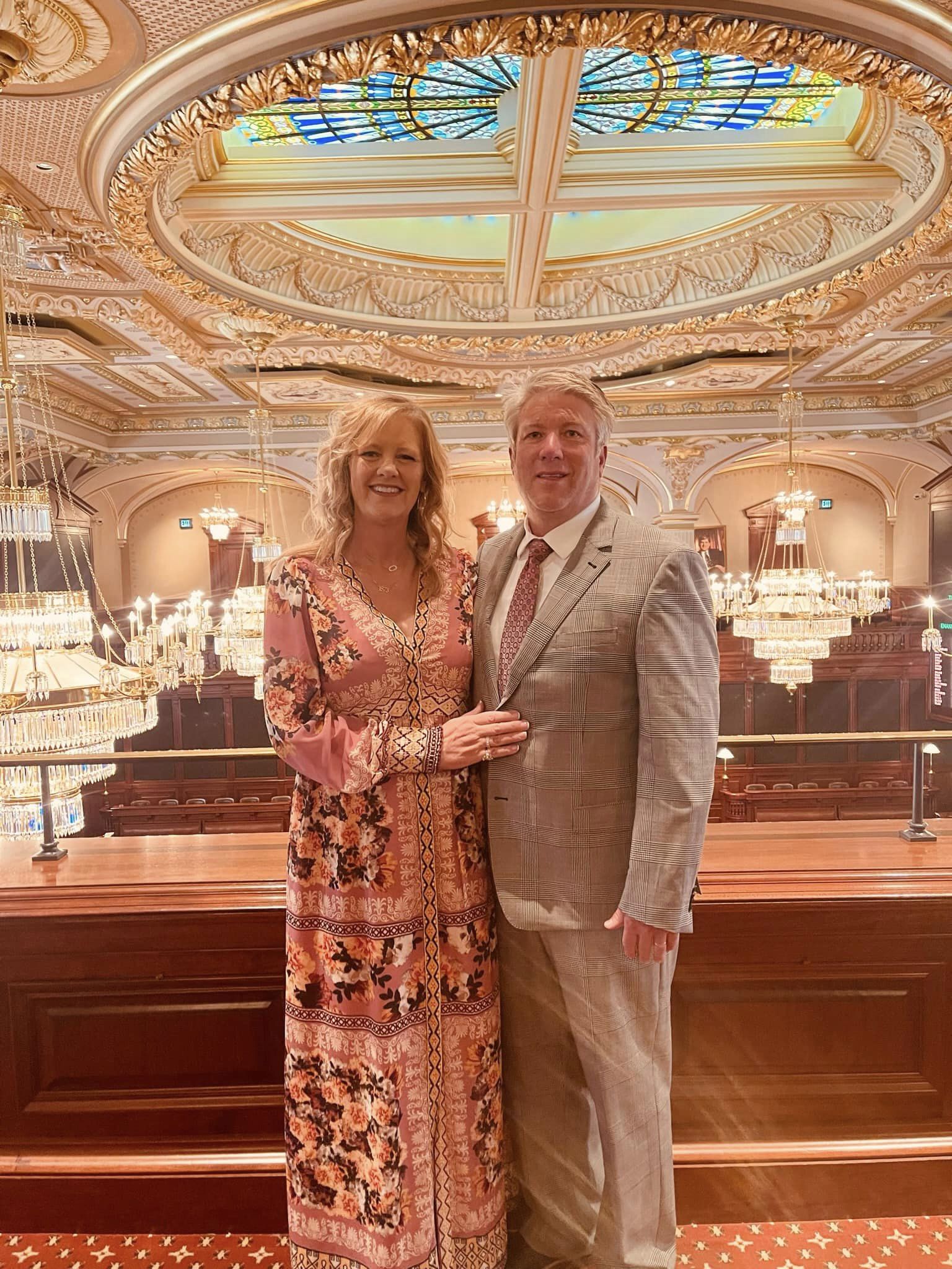 Michelle and Wayne Sirles pictured in the capitol building