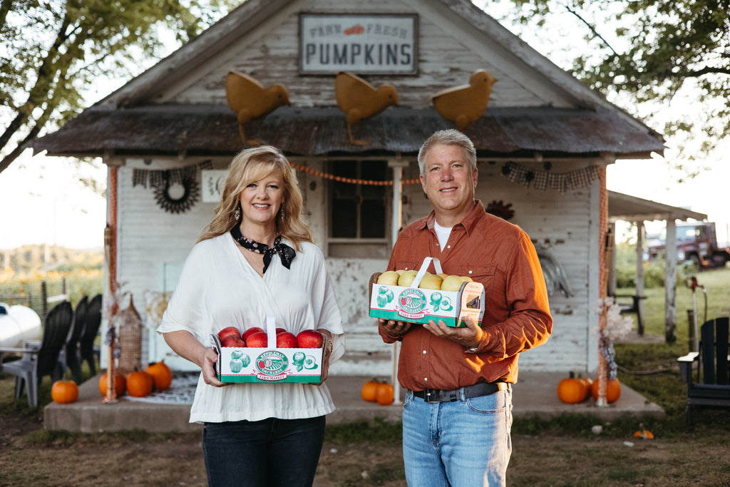 Wayne and Michelle Sirles at Rendleman Orchards in Alto Pass, Illinois. Southern Illinois fruit orchard. Midwest family-owned farm.