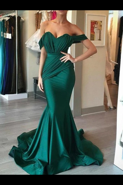 Buy Off the Shoulder Mermaid Fashion Sexy Sweetheart Gold Floor-Length ...