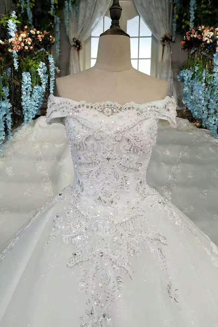 Luxurious Wedding Dresses Off The Shoulder With Appliques And Sequins ...