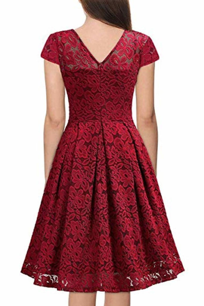Buy Lace Cocktail Dress Vintage Bridesmaid Short A-Line Evening Dresses ...