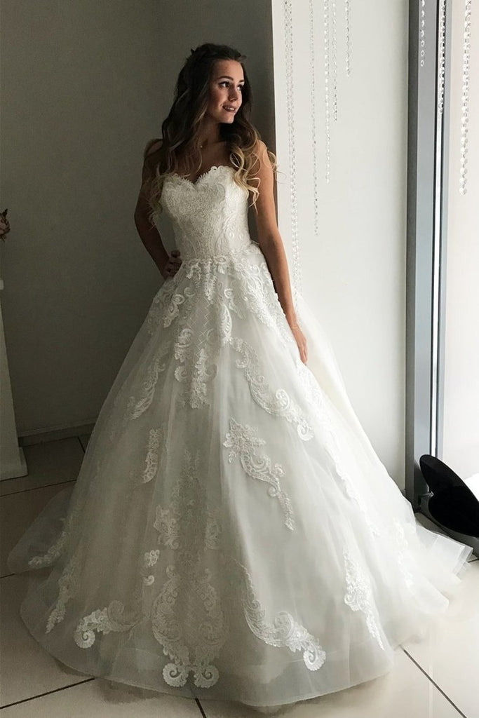 Buy Sweetheart Appliques Organza Long Wedding Ball Gown Online – jolilis