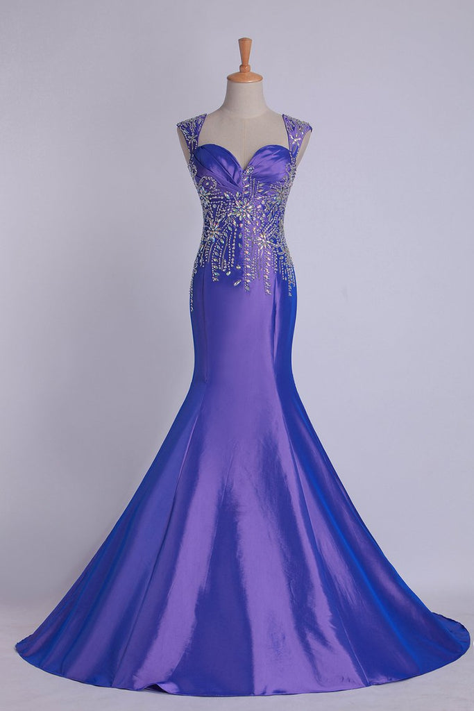 Off The Shoulder Court Train Mermaid Fancy Prom Dress Online – jolilis