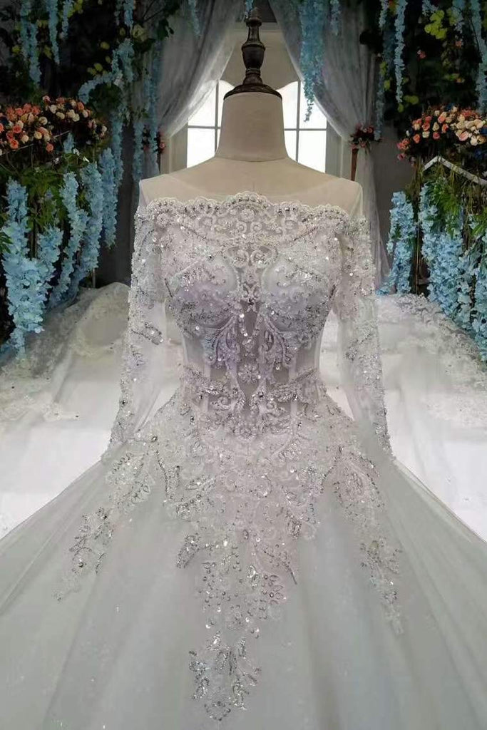 Scoop Neckline Marvelous Wedding Dresses Lace Up With Rhinestones Royal ...
