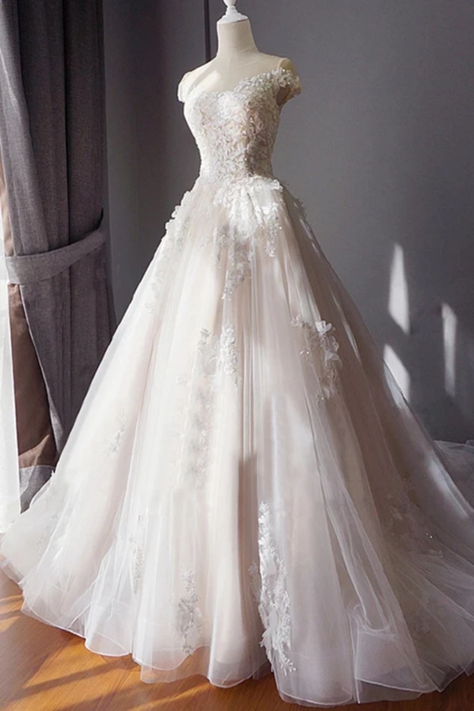 Buy Cheap Stunning Off The Shoulder Tulle Wedding Dress With Applique ...