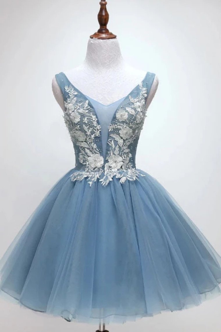Buy Princess Homecoming Dress V Neck Appliques Short/Mini Online – jolilis
