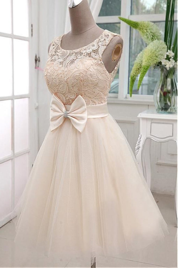 Buy A Line Scoop Tulle & Lace Homecoming Dresses With Sash Online – jolilis