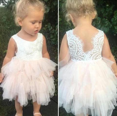Buy Adorable A-line Knee length Pink Tulle Little Flower Girl Dress ...