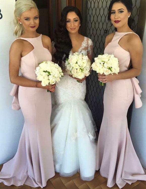 Buy Special Mermaid Long Pink Bridesmaid Dress with Open Back JS618 ...