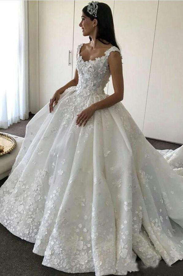 Buy Ball Gown Backless Lace Appliques Wedding Dresses Sweetheart Bridal ...