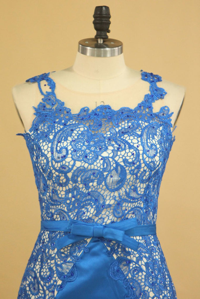 Buy Mermaid/Trumpet Scoop With Sash Satin & Lace Prom Dresses Online ...