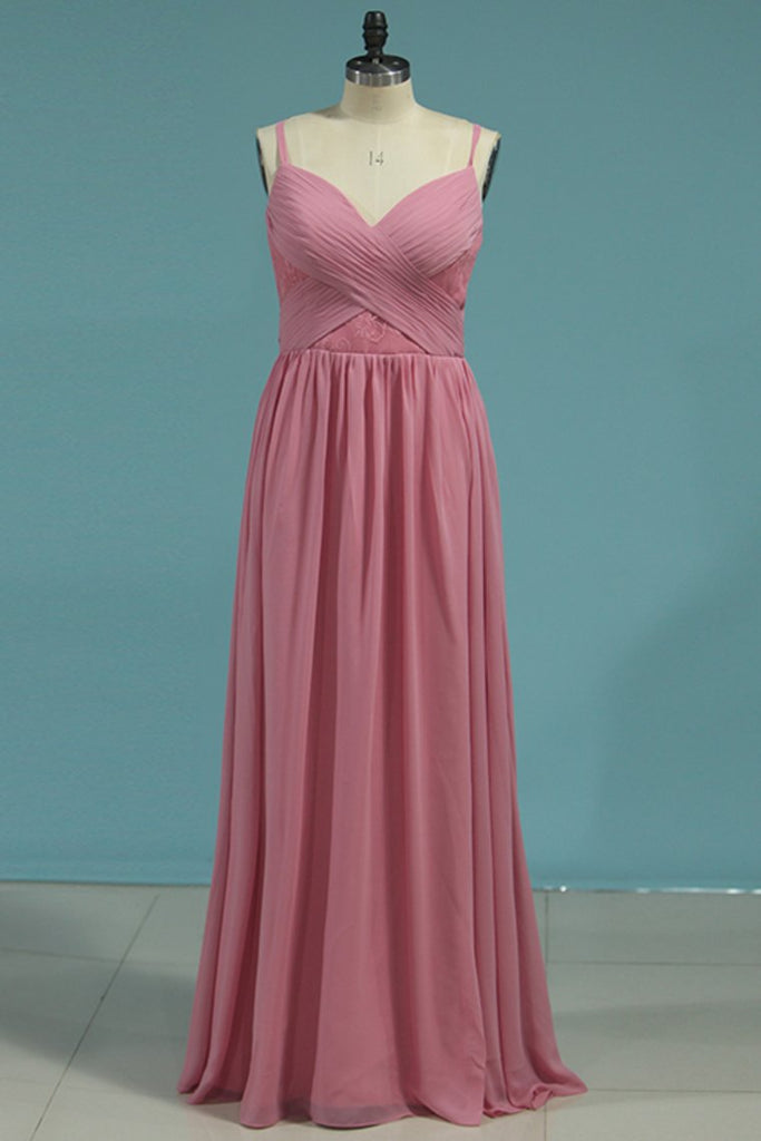 Buy A Line Bridesmaid Dresses Spanghetti Straps Chiffon Floor Length ...