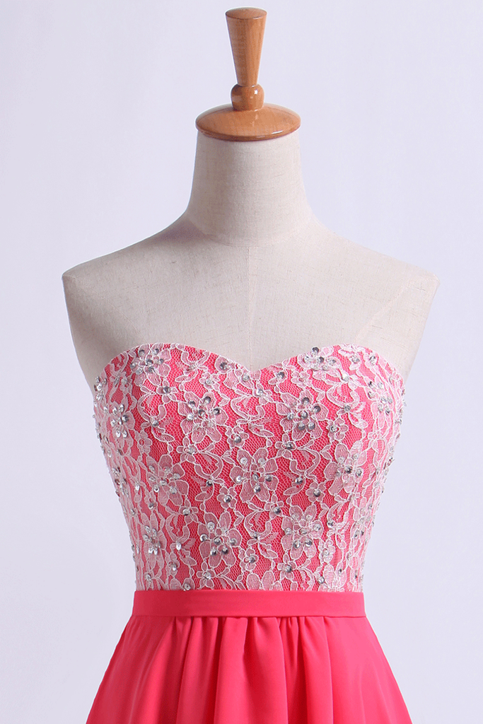 Sweetheart Lace Bodice A-Line Cocktail Dresses With Beading Chiffon ...