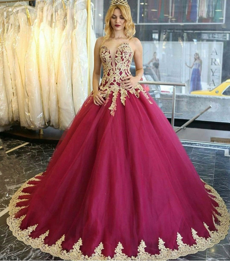 Buy Long Quinceanera Dresses Wedding Dresses Tulle Prom Dresses with ...