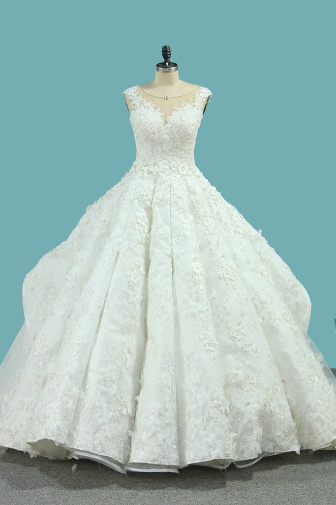 Bateau Top Quality Lace Ball Gown Wedding Dresses Court Train Online ...