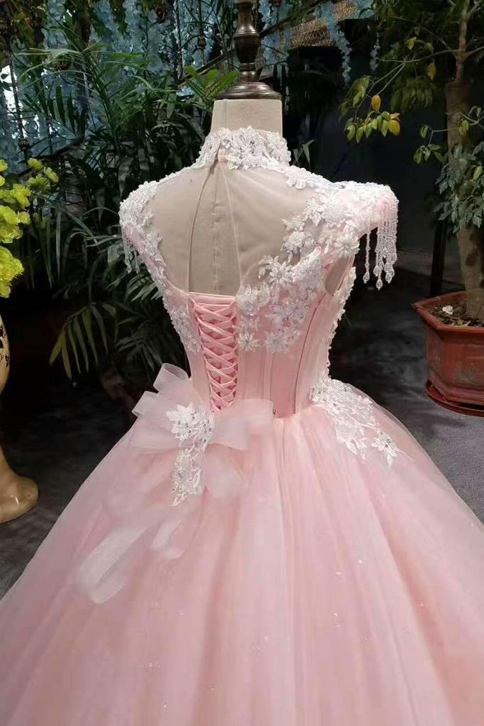 New Arrival Pink Quinceanera Dresses Lace Up With Appliques And Beading ...