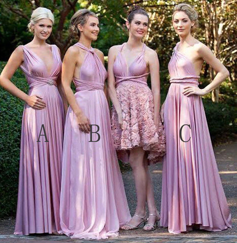 Buy Charming Lilac A-Line V-Neck Floor-Length Convertible Bridesmaid ...