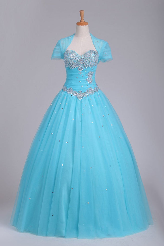 Quinceanera Dresses Sweetheart Tulle With Beads And Ruffles Ball Gown ...