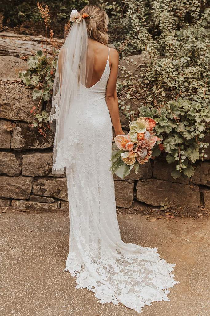 Buy Romantic Boho Backless Lace Mermaid Elegant Ivory Wedding Dress Js151 Online Jolilis 9385