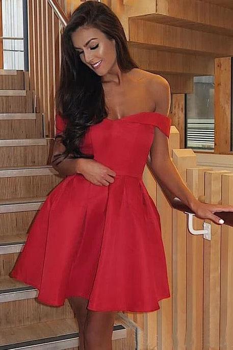 Buy Simple Off the Shoulder Sweetheart Short Homecoming Dresses ...