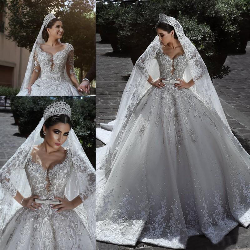 fitted ball gown wedding dress