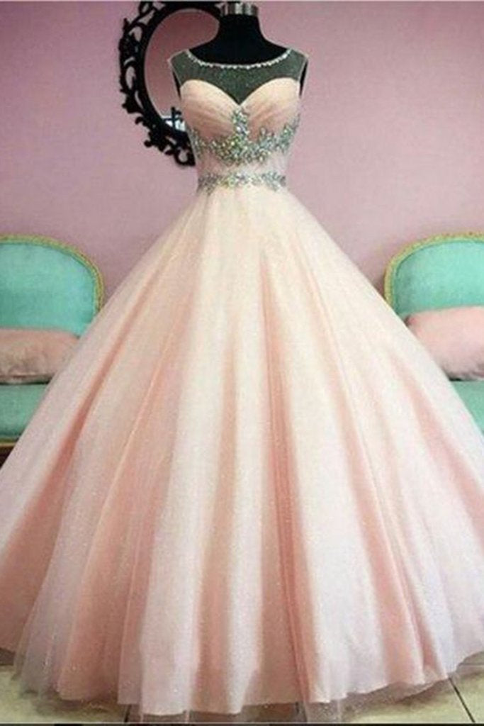 light pink princess prom dress