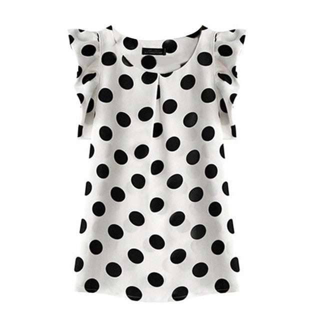 Fashion Girl Women Casual Chiffon Shirt Short Sleeve Shirt Summer Tops Black White