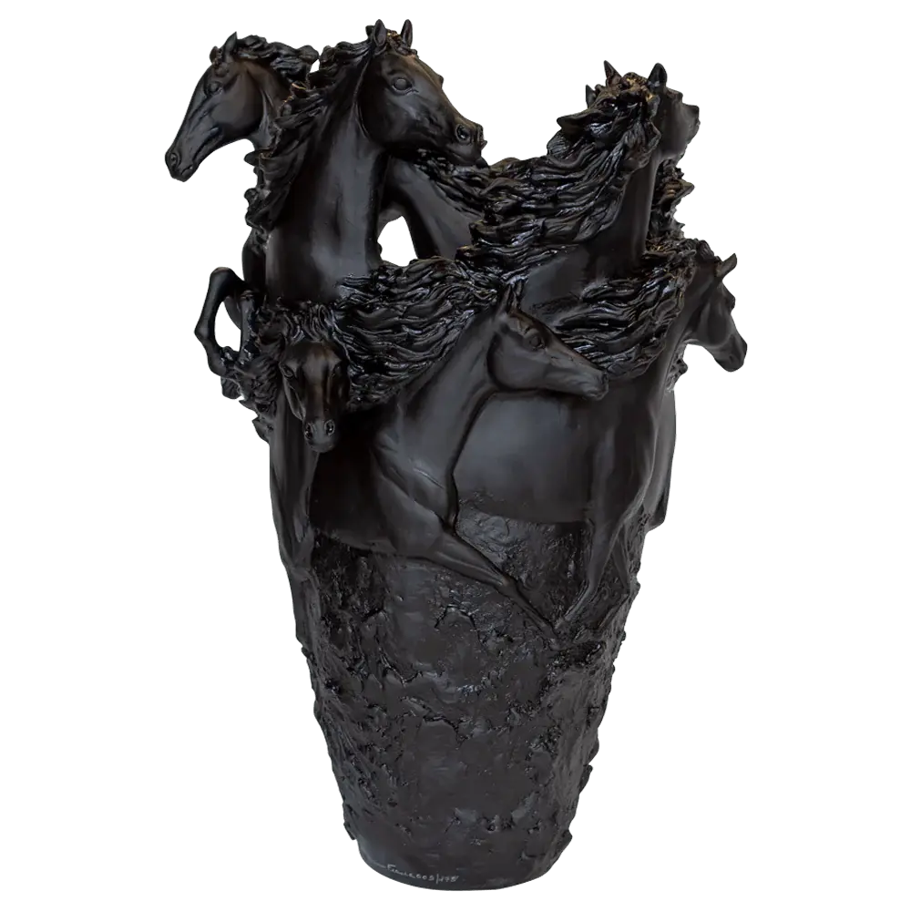 Magnum Horse Vase in Black 175 ex Daum