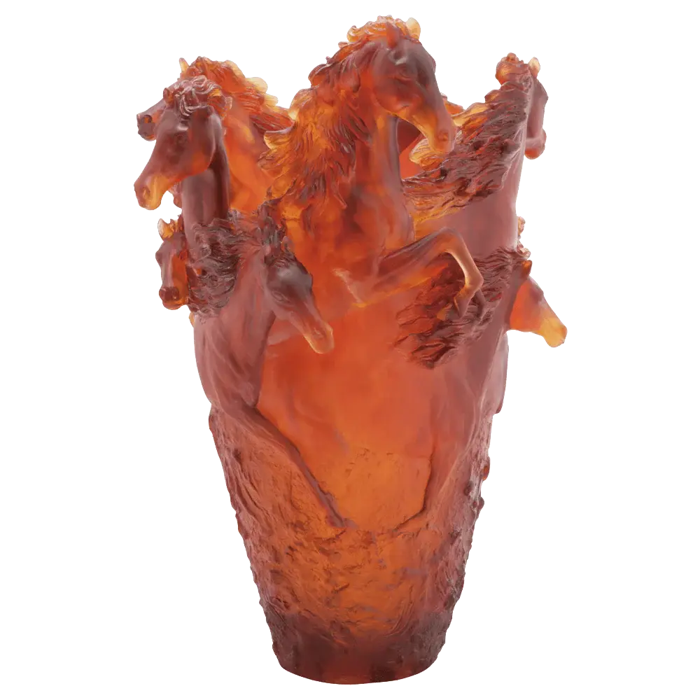 Magnum Horse Vase in Amber 175 ex Daum