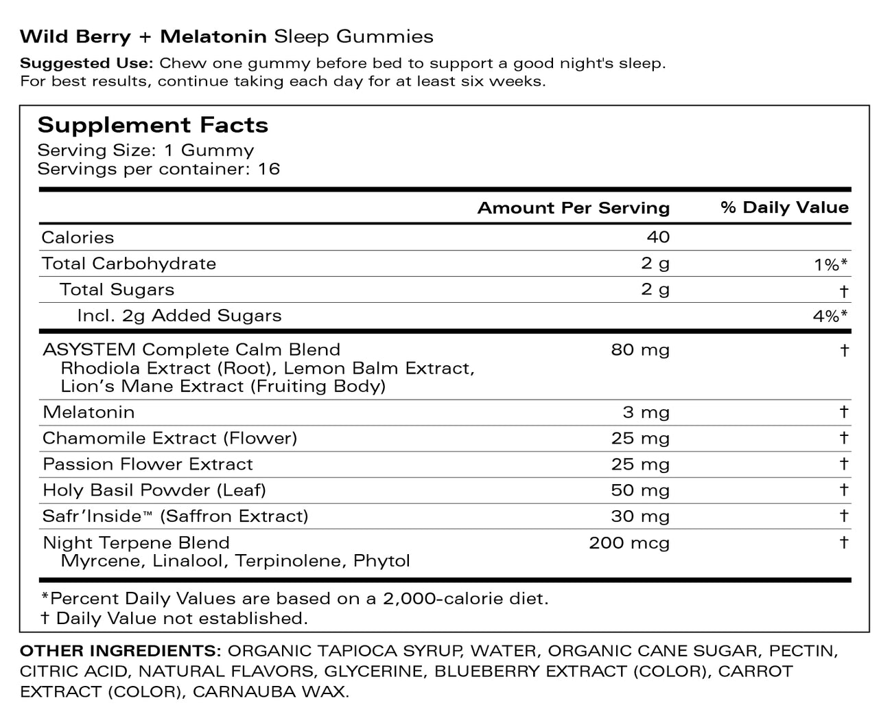 Ingredients Label